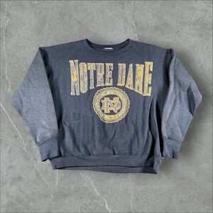 Vintage Notre Dame‎ University Sweatshirt Mens Large Black Large Navy Blue 90s